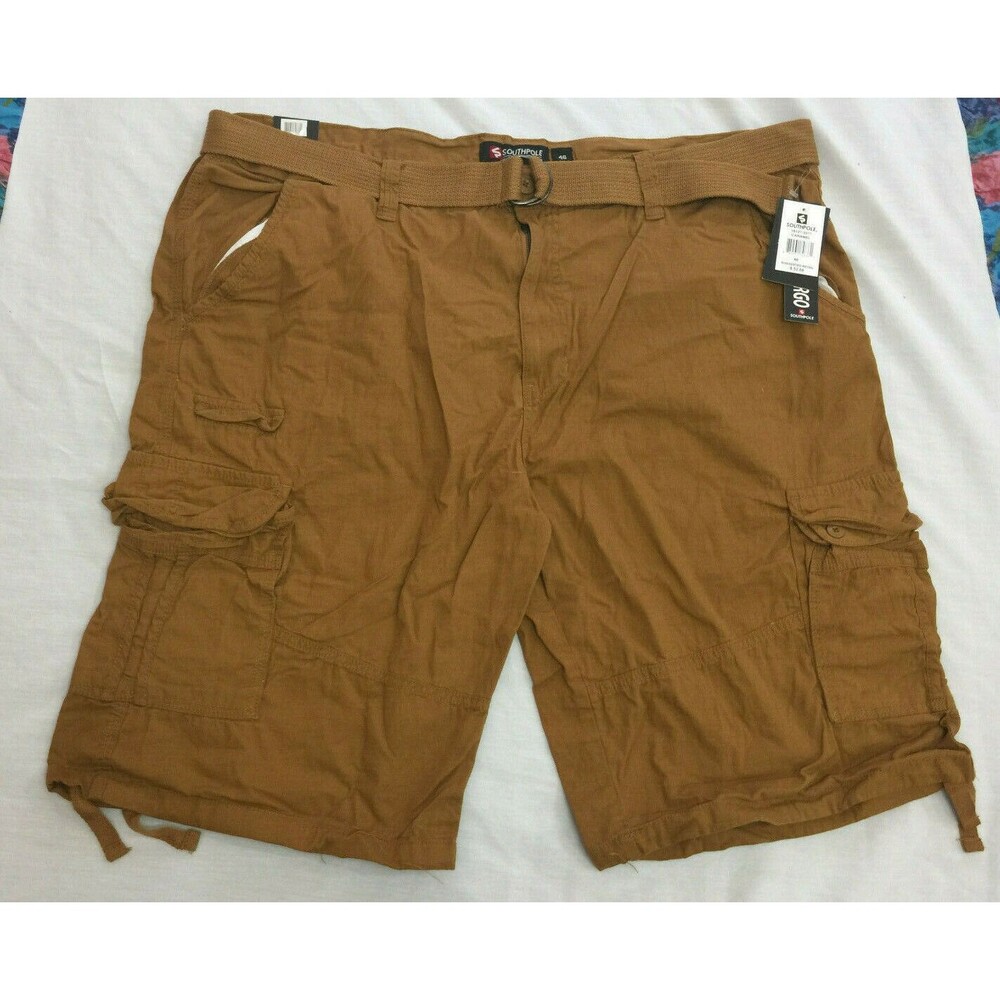 NWT SOUTHPOLE MENS BELTED COTTON CARGO SHORTS SIZE 46